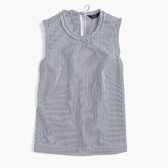 J. Crew Tops - J. Crew striped ruffle neck tank